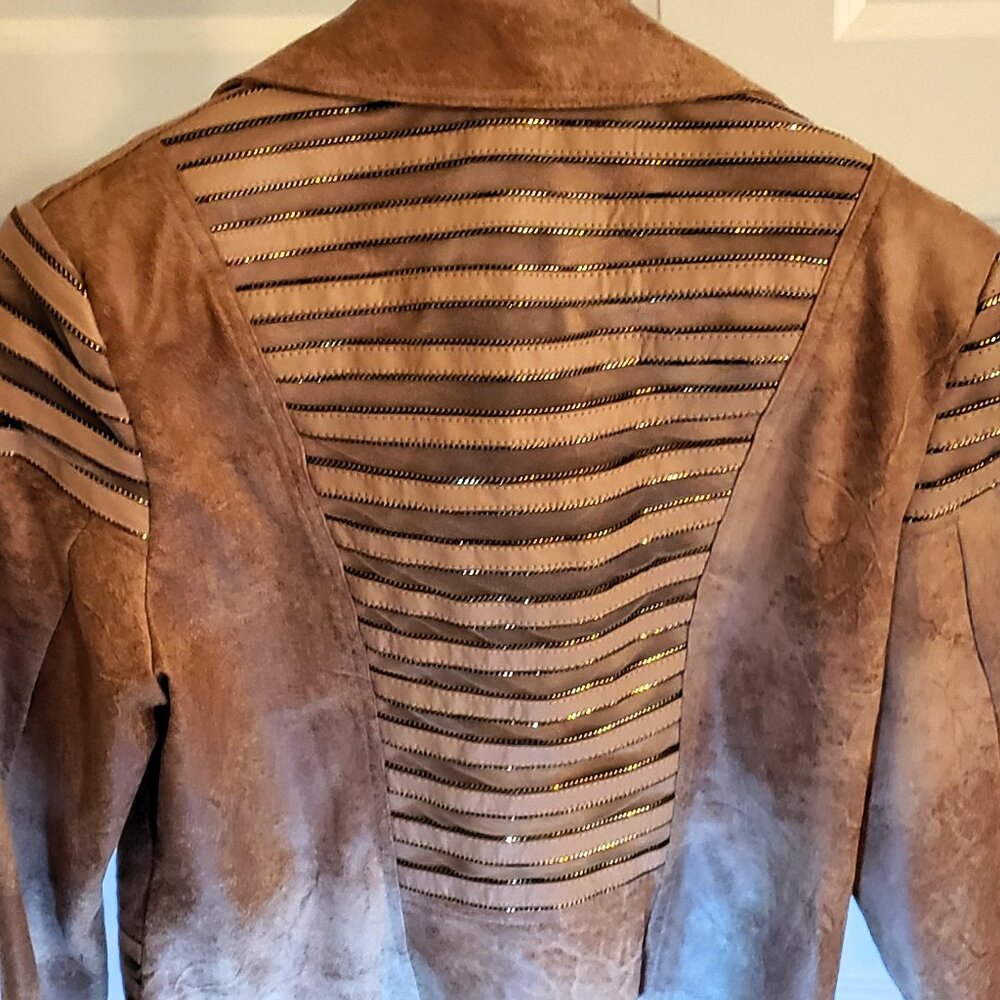 Frank Lyman | New Never Worn Chestnut Moto Jacket Wrinkle Resistant - Picture 4 of 16